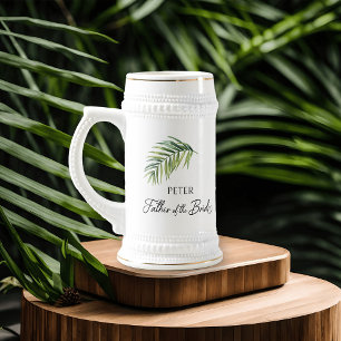 Chope À Bière Père de la mariée Palm Feuille de mariage cadeau d
