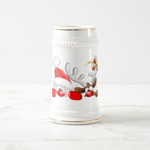 Chope À Bière Père Noël drôle et bière Stein de bande dessin