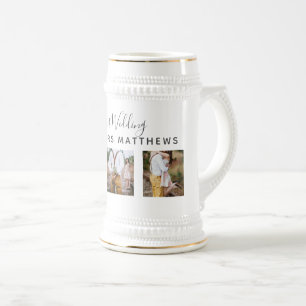 Chope À Bière Photo Rustic Collage Monogram NEWLYWEDS WEDDING