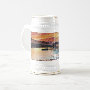 CHOPE À BIÈRE PINK MOUNTAINS LAC ALPINE SUNSET PAYSAGE
