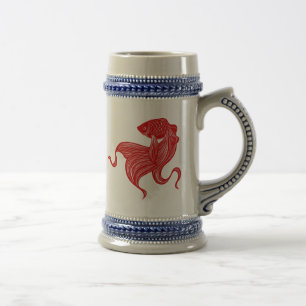 Chope À Bière poisson rouge Stein de Ciseaux-cut