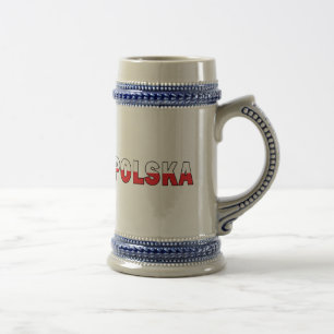 Chope À Bière Polska dans des couleurs polonaises de drapeau