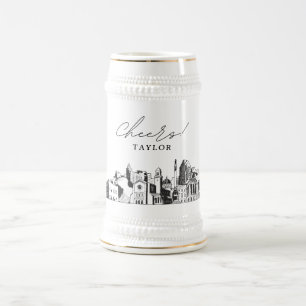 Chope À Bière Raleigh Personnalisée Skyline Beer Stein