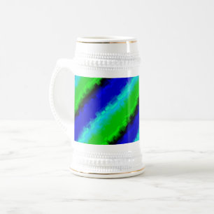 Chope À Bière Rayures de verre brisé bleu vert