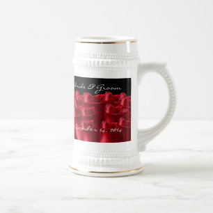 Chope À Bière Red Roses Mariée et Mariage de chambre Date Stein