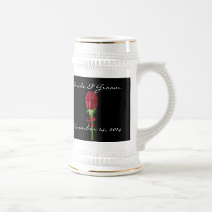 Chope À Bière Red Roses Mariée et Mariage de chambre Date Stein