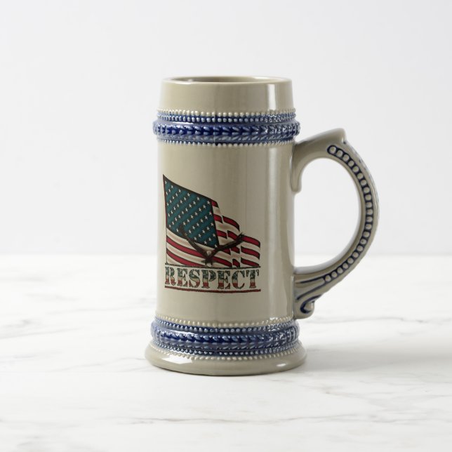 Chope À Bière Respect Patriotique, Aigle sur grand drapeau améri (Droite)
