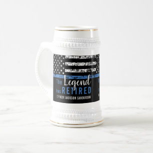 Chope À Bière Retraite de police ligne bleue mince police