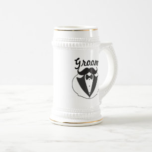 Chope À Bière Retro Funny Mr Mustache Tuxedo Groom