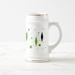 Chope À Bière Retro Green Diamonds & Starburts Stein