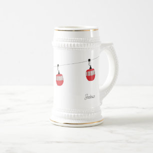 Chope À Bière Retro Red Ski Gondola Lift Personnalisé