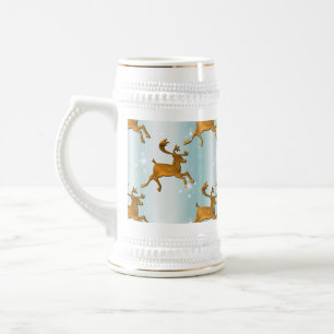 Chope À Bière Rindeer d'or courant à travers la glace Noël