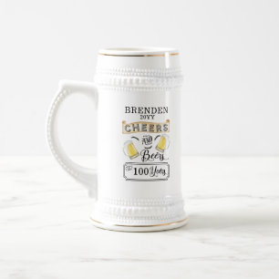 Chope À Bière Salutations et bières à 100 ans Anniversaire Bi