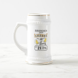 Chope À Bière Salutations et bières à 21 ans Anniversaire