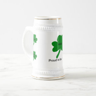 Chope À Bière Shamrock irlandais dit Personnaliser Votre nom de 