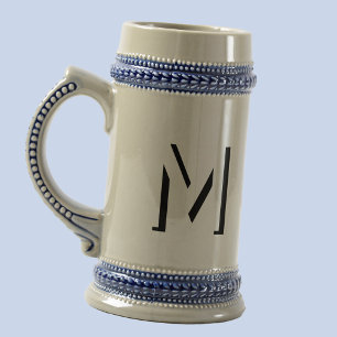 Chope À Bière Simple Monogramme initial ombre portée personnalis