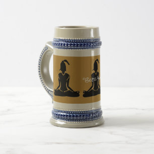 Chope À Bière Stein - Bière Yoga Stein avec or et bleu