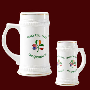 Chope À Bière Trèfle personnalisé italo-irlandais américain
