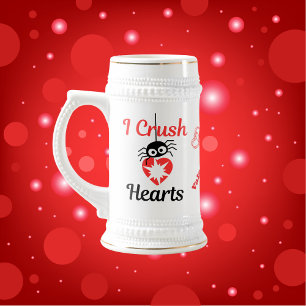 Chope À Bière Valentine's I Crush Hearts mignon araignée