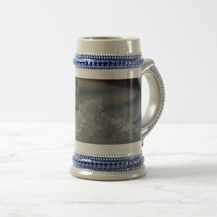 Chope À Bière Vapeur de glace d'hiver bleu et gris, cristaux de