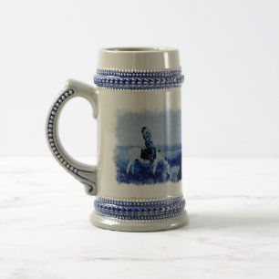 Chope À Bière Vintage Cheyenne Warriors Grunge Ceramic Stein