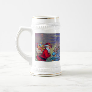 Chope À Bière VINTAGE PÈRE NOËL, JEUNER ET ARBRE D'HIVER Noël
