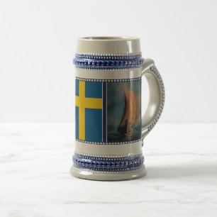 Chope À Bière Voile de bateau vif, Brume de mer, drapeau de Suèd