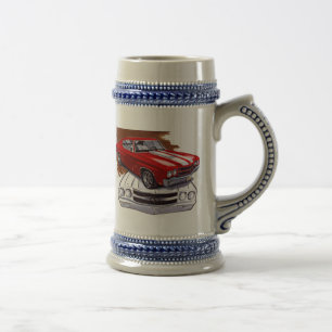 Chope À Bière Voiture 1970 Rouge-Blanche de Chevelle