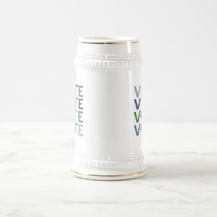 Chope À Bière VOTE en nuances de bleu et de vert