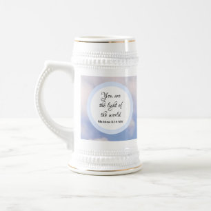 Chope À Bière Vous êtes la Lumière du monde Bible Verse Bleu