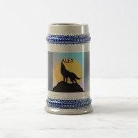 Wolf Howling à Moon stein