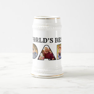 Chope À Bière Worlds Best Dad Citation Modern 3 Photo Collage