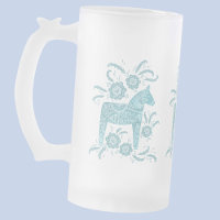 Chevaux de Dala suédois Turquoise vert et blanc