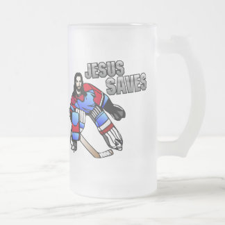 CHOPE GIVRÉE JÉSUS SAUVE LE GARDIEN DE BUT D'HOCKEY
