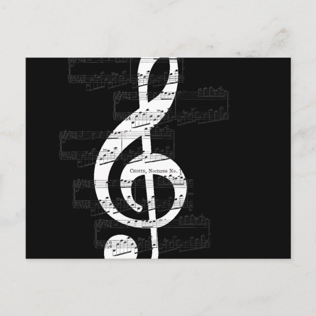 Chopin Opus 9 No 1 Treble Clef Romantic Nocturne Postcard (Front)