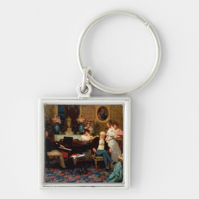 Chopin Playing the Piano Keychain (Front)