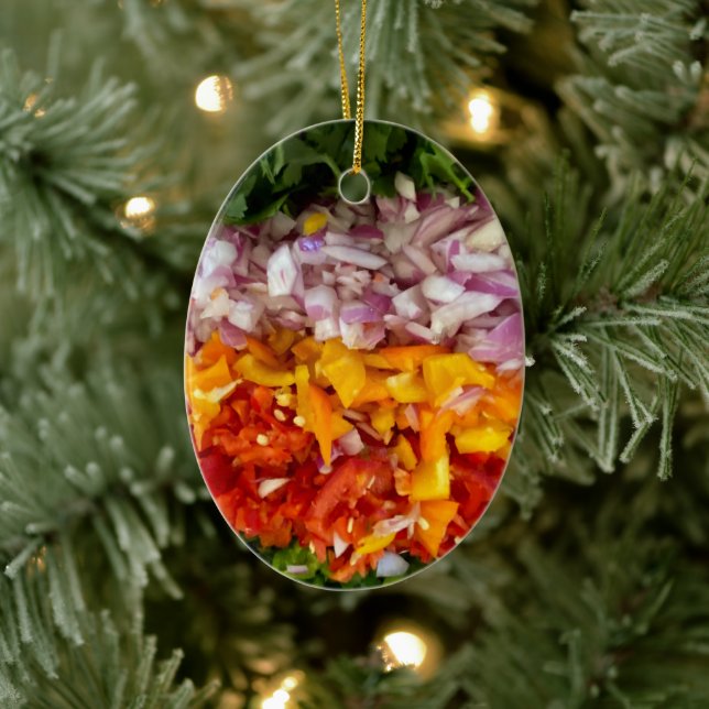 Chopped Peppers, Cilantro, Onions   Ceramic Ornament (Tree)