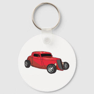 Chopped Red Street Rod Keychain