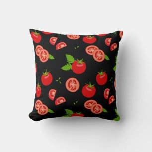 Chopped Tomatoes Fun Tomato Pattern Throw Pillow