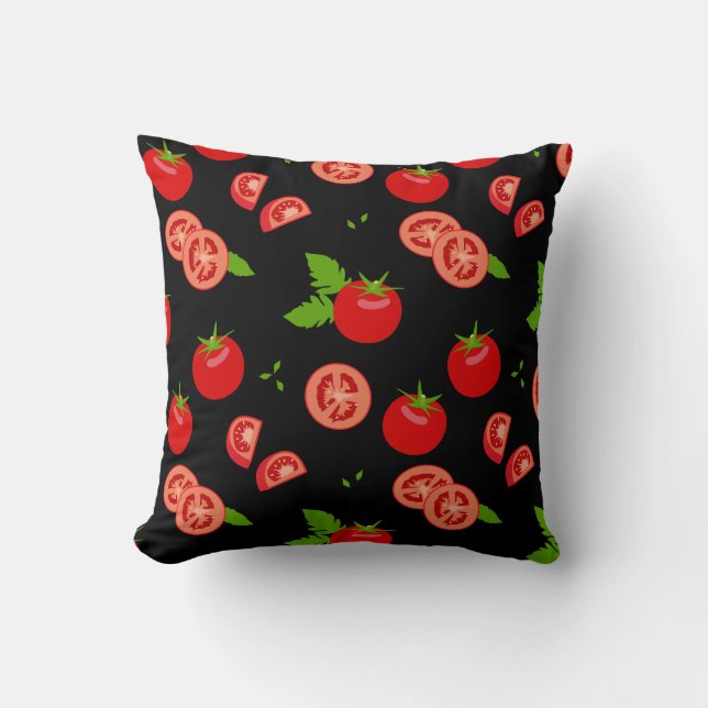 Chopped Tomatoes Fun Tomato Pattern Throw Pillow (Front)