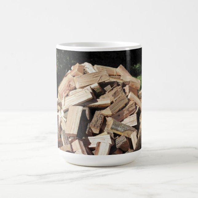 Chopped Wood Pile Outside Coffee Mug (Center)