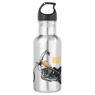 Chopper Motorcycle 1950 cartoon illustration 532 Ml Water Bottle