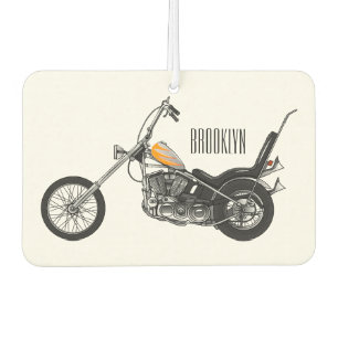 Chopper Motorcycle 1950 cartoon illustration Air Freshener
