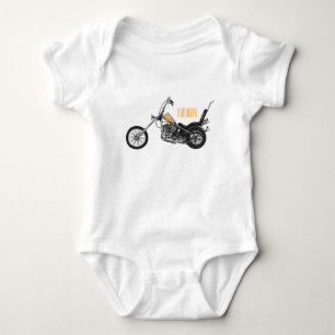 Chopper Motorcycle 1950 cartoon illustration Baby Bodysuit
