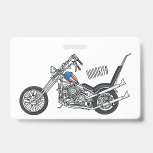 Chopper Motorcycle 1950 cartoon illustration Badge