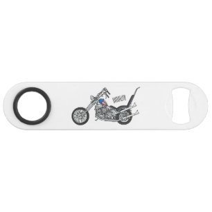 Chopper Motorcycle 1950 cartoon illustration Bar Key