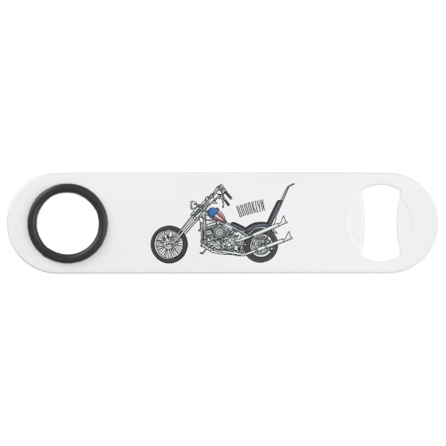 Chopper Motorcycle 1950 cartoon illustration Bar Key (Front (Horizontal))
