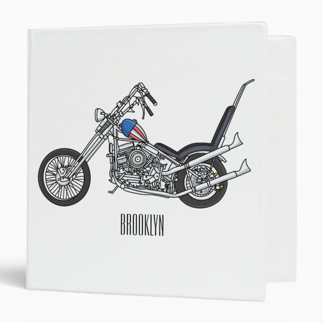 Chopper Motorcycle 1950 cartoon illustration Binder (Front/Inside)