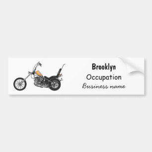 Chopper Motorcycle 1950 cartoon illustration Bumper Sticker