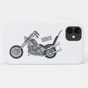 Chopper Motorcycle 1950 cartoon illustration iPhone 11 Case